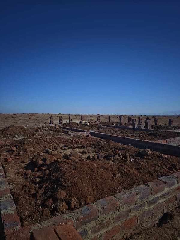 Brick foundations across the development