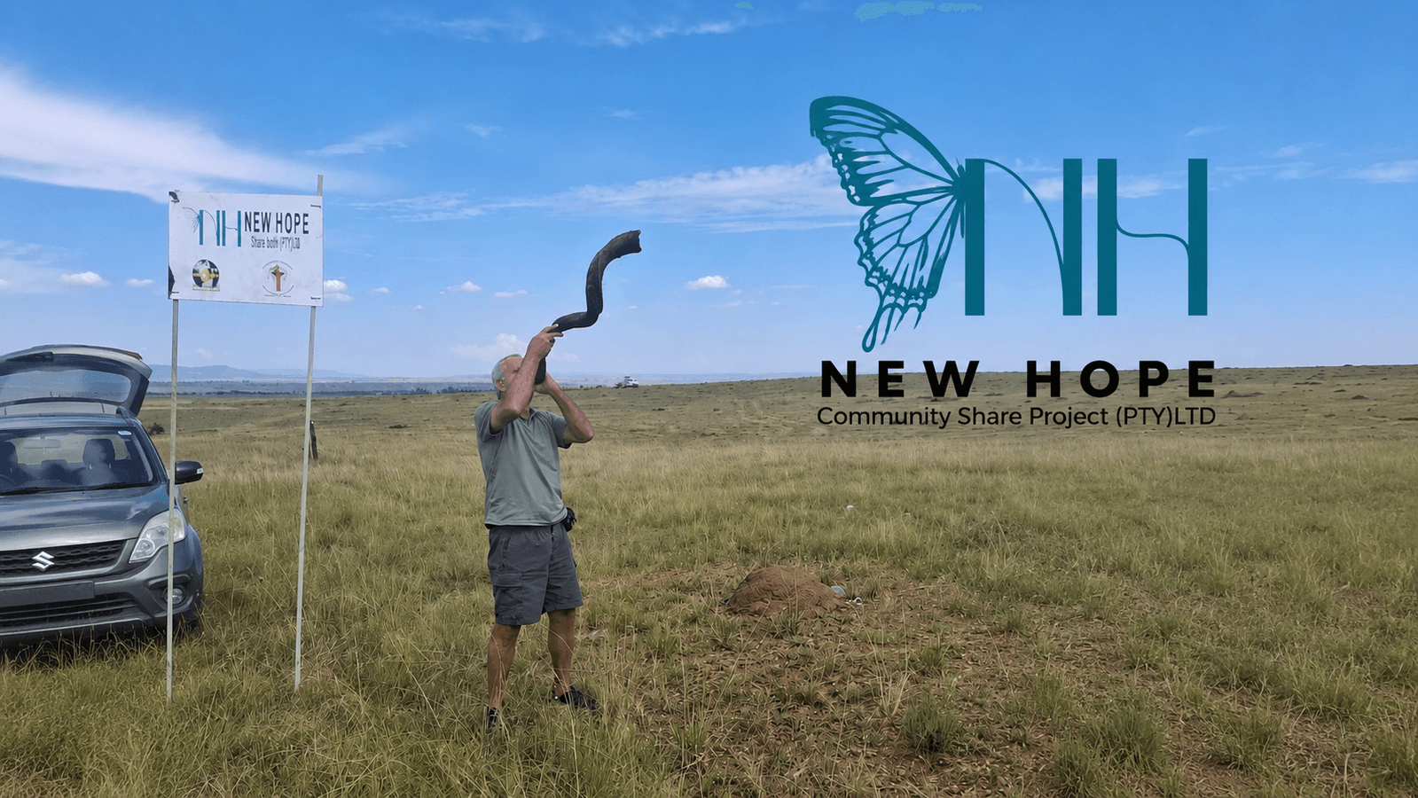 The New Hope project signboard standing on open grassland near Utrecht, KwaZulu-Natal
